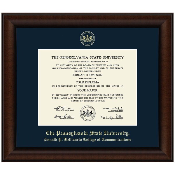 #105 Donald P. Bellisario College of Communications diploma frame Lenox (Walnut)
